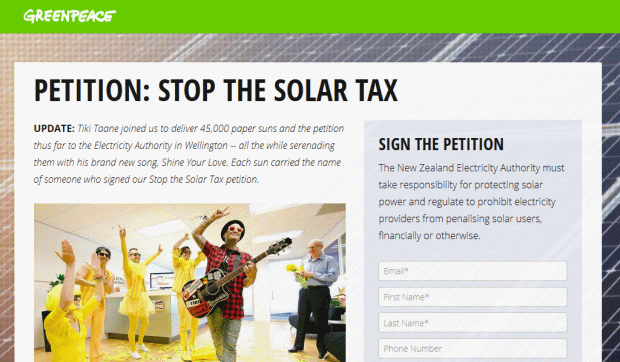 New Zealand Solar Tax Petition