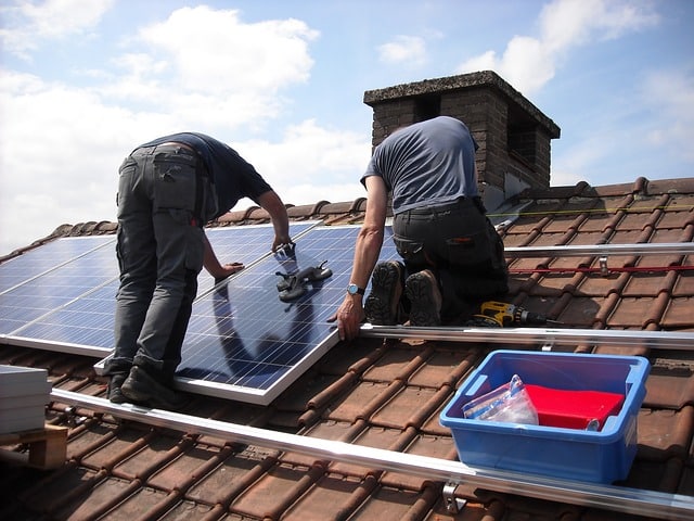 Rooftop solar panel installation