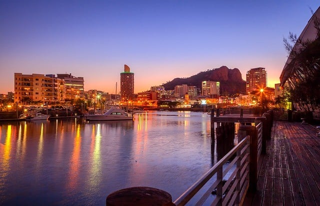 Townsville marina, near where Townsville solar power is helping Tip Top bakery