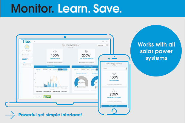 Solar power monitoring: Flex Energy Monitor shows you how much energy your home is using.