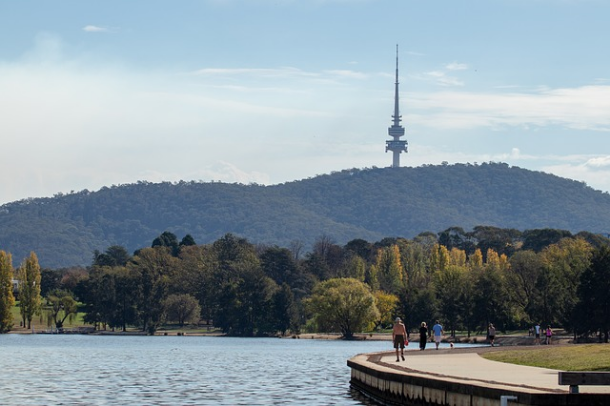 ACT solar growing at faster rate than any other Australian state. Photo shows Lake Burley Griffin and Black Mountain Tower