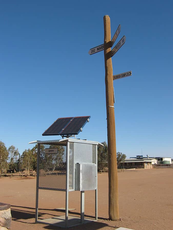 Public solar phone booth at William Creek