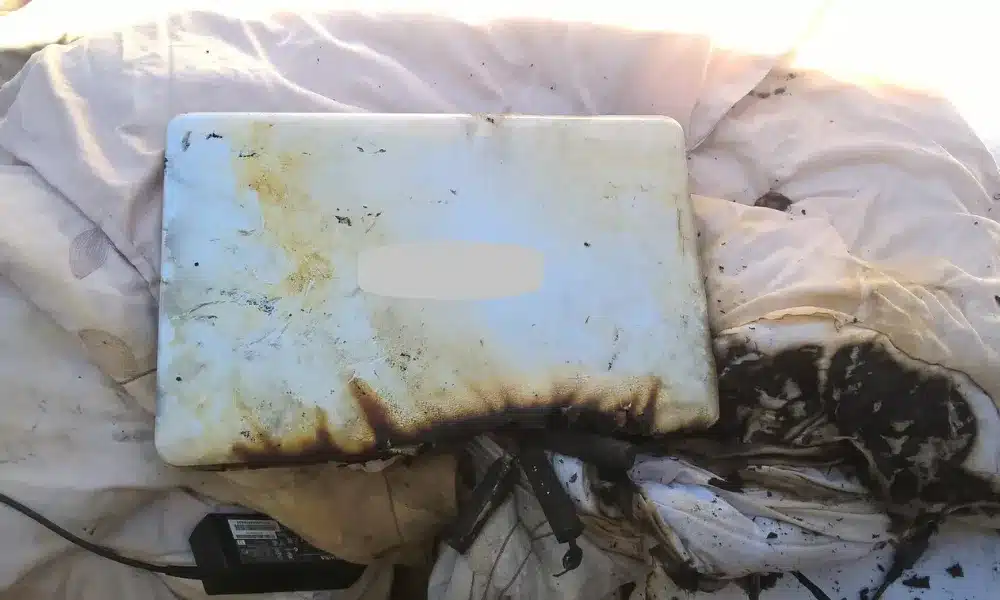 Laptop lithium-ion battery fire