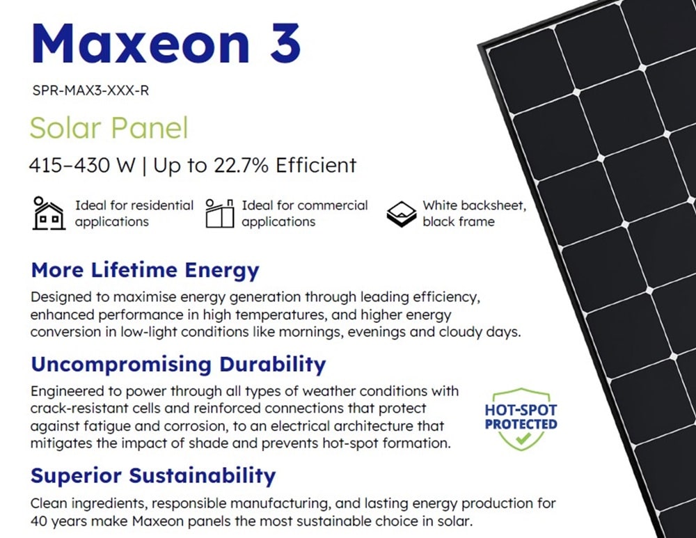 sunpower maxeon 3 dc