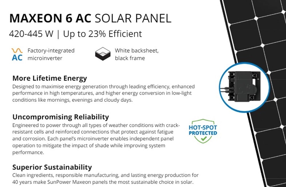 sunpower maxeon 6 ac solar panels