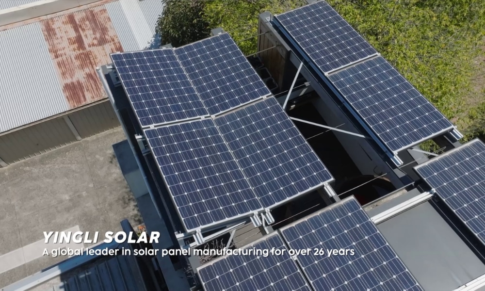Yingli solar panels on the roof of Hayes Lane