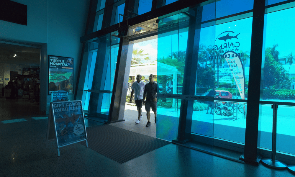 Roshan and Dean entering Cairns Aquarium